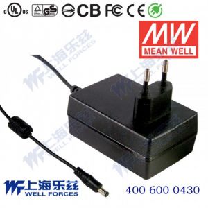 GS25E05-P1J 25W 5V4A 输出绿色能源明纬墙插电源适配器(欧式插头) 