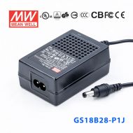 GS18B28-P1J 18W 28V0.64A 输出绿色能源明纬电源适配器(双线插口)