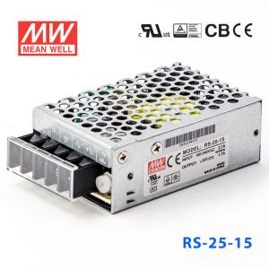 RS-25-15 25W 15V1.7A 单路输出明纬电源(G3系列-高性能内置有外壳) 
