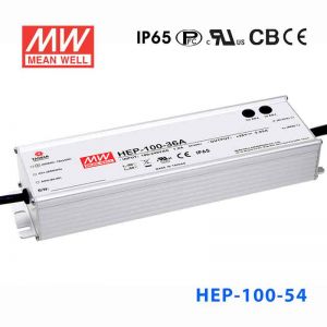 HEP-100-54 100W 54V 1.77A 无风扇全密封IP68防护高效率明纬电源