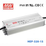HEP-320-15A 320W 15V 19A   无风扇全密封IP65防护输出电压/电流可调高效率明纬电源
