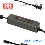 OWA-120U-24 120W 24V 5A   明纬塑壳防潮外置型LED电源适配器(美规插头)