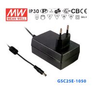GSC25E-1050  25W  12~24V 1050mA 恒流输出带PFC功能塑壳墙插型LED专用适配器电源