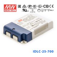 IDLC-25A-700 25W25.2~36V700mA  恒流输出无频闪二合一调光明纬LED开关电源
