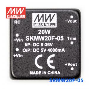 SKMW20F-05 20W 9~36V 转 5V 4A 非稳压单路输出明纬DC-DC模块电源