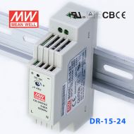 DR-15-24 15W 24V0.63A 单路输出Class II DIN导轨安装明纬开关电源