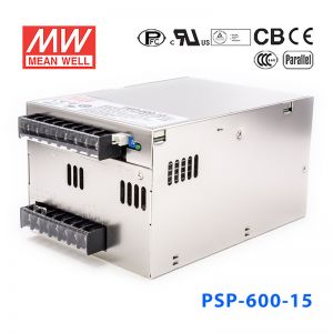 PSP-600-15  600W  15V 40A  单路输出带功率因素校正可并联明纬开关电源