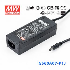 GS60A07-P1J 60W 7.5V6A 输出绿色能源明纬电源适配器(三线插口)