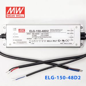 ELG-150-48D2   150W 48V 3.13A D2型(智能调光/铝壳IP67/100～305Vac输入)明纬PFC防水LED电源