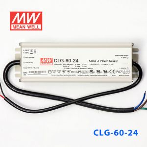 CLG-60-24    60W    24V   2.5A 恒压+可改恒流有PFC铝壳明纬IP67防水LED电源
