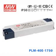 PLM-40E-1750 40W 12~23V 1750mA 输出IP30 防水塑壳PFC压线端子接线LED恒流电源