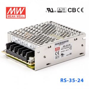 RS-35-24 35W 24V1.4A 单路输出明纬开关电源(G3系列-高性能内置有外壳)