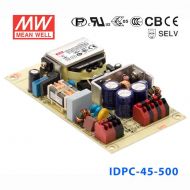 IDPC-45-500 45W 54~90V 500mA 恒流输出带PFC功能无频闪低损耗PCB型明纬LED二合一调光电源