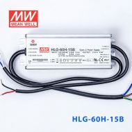 HLG-60H-15B  60W  15V 4A  强耐环境恒压+恒流PFC高效铝壳IP67防水LED电源(控制线三合一调光) 
