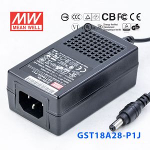 GST18A28-P1J  18W 28V0.64A高效能低空载损耗绿色节能桌上型适配器