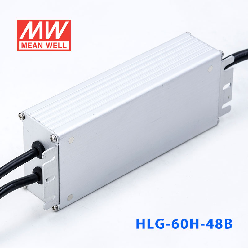 HLG-60H-48B  60W  48V 1.3A 强耐环境恒压+恒流PFC高效铝壳IP67防水LED电源(控制线三合一调光) 