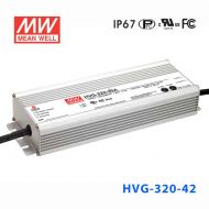 HVG-320-42B    320W 42V 7.6A 528Vac   输入恒压+恒流输出PFC高效铝壳IP67防水LED电源(控制线三合一调光)
