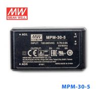 MPM-30-5台湾明纬30W 80~264V输入 5V6A输出绿色医疗基板型电源