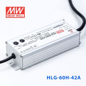 HLG-60H-42A  60W  42V 1.45A  强耐环境恒压+恒流PFC高效铝壳IP65防水LED电源(恒压恒流值可面板设定) 