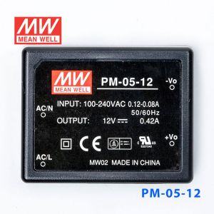 PM-05-12  5W  12V 0.42A  微漏电塑封Class2单路输出板上型医用明纬开关电源