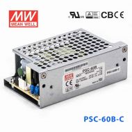 PSC-60B-C 60W 27.6V2.15A 单路输出带浮充电直流UPS裸板加外壳明纬安防电源