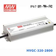 HVGC-320-2800A 320W 2800mA 118Vac 输入强耐环境PFC高效铝壳IP65防水LED恒流电源(恒流值可面板设定)