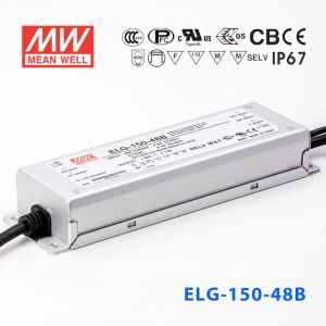 ELG-150-48B  150W  48V 3.13A  B型(0～10V/PWM/电阻调光)/铝壳IP67/100～305Vac输入)明纬PFC防水LED电源