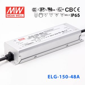ELG-150-48A  150W  48V 3.13A  A型(电流可调/铝壳IP65/100～305Vac输入)明纬PFC防水LED电源
