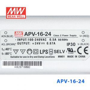 APV-16-24   16W   24V   0.67A 明纬牌恒压输出防水塑壳LED照明电源