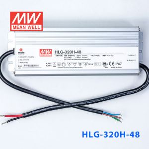 HLG-320H-48  320W  48V 6.7A 强耐环境恒压+恒流PFC高效铝壳IP67防水LED电源(引线接线) 