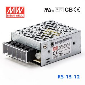 RS-15-12 15W 12V1.3A 单路输出明纬开关电源(G3系列-高性能内置有外壳)