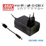 GSC40E-1050   40W   19~38V  1050mA  恒流输出带PFC功能塑壳墙插型LED专用适配器电源