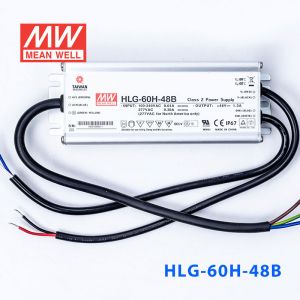 HLG-60H-48B  60W  48V 1.3A 强耐环境恒压+恒流PFC高效铝壳IP67防水LED电源(控制线三合一调光) 