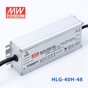 HLG-40H-48  40W  48V 0.84A  强耐环境恒压+恒流PFC高效铝壳IP67防水LED电源(引线接线) 