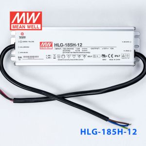 HLG-185H-12  185W  12V 13A 强耐环境恒压+恒流PFC高效铝壳IP67防水LED电源(引线接线)
