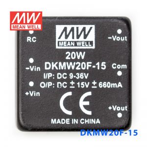 DKMW20F-15 20W 9~36V 转 ±15V 0.66A 非稳压双路输出DC-DC模块电源