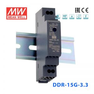DDR-15G-3.3台湾明纬11W 9~36V输入3.3V3.5A输出导轨型DC-DC电源
