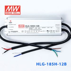 HLG-185H-12B  185W  12V 13A 强耐环境恒压+恒流PFC高效铝壳IP67防水LED电源(控制线三合一调光) 