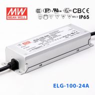 ELG-100-24A   96W    24V   4A    A型(电流可调/铝壳IP65防水/180～305Vac输入)明纬PFC防水LED电源