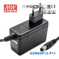 GSM60E12-P1J明纬54W80~264V输入12V4.5A输出薄壁挂式医疗适配器