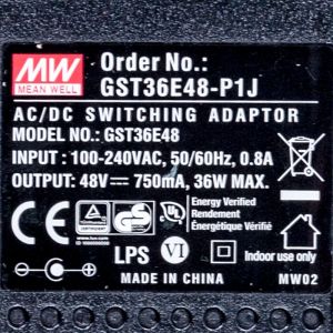 GST36E48-P1J 36W 48V0.75A高效能低空载损耗绿色节能欧规适配器