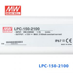 LPC-150-2100    150W    2100mA恒流输出明纬牌IP67防水塑壳LED电源