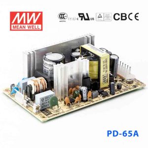 PD-65A  65W +5V 7A +12V 3.2A  双路输出无外壳PCB板明纬开关电源