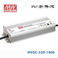 HVGC-320-1400B 320W 1400mA 234Vac   输入强耐环境PFC高效铝壳IP67防水LED恒流电源(控制线三合一调光) 