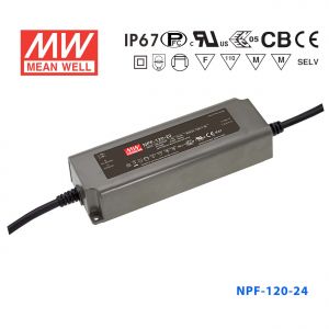 NPF-120-24  120W  24V 5A 输出IP67防水型带PFC功能明纬电源
