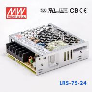 LRS-75-24 76.8W 24V3.2A单路输出超薄型低空载损耗明纬开关电源