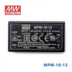MPM-10-12台湾明纬10.2W 80~264V输入12V0.85A输出医疗基板电源