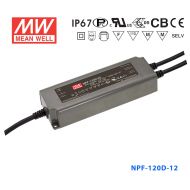 NPF-120D-12 120W  12V 10A 输出IP67防水型带PFC功能三合一调光明纬电源