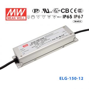 ELG-150-12D2   120W 12V 10A D2型(智能调光/铝壳IP67/100～305Vac输入)明纬PFC防水LED电源