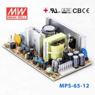 MPS-65-12 65W 12V5.2A 单路输出微漏电医用无外壳明纬开关电源